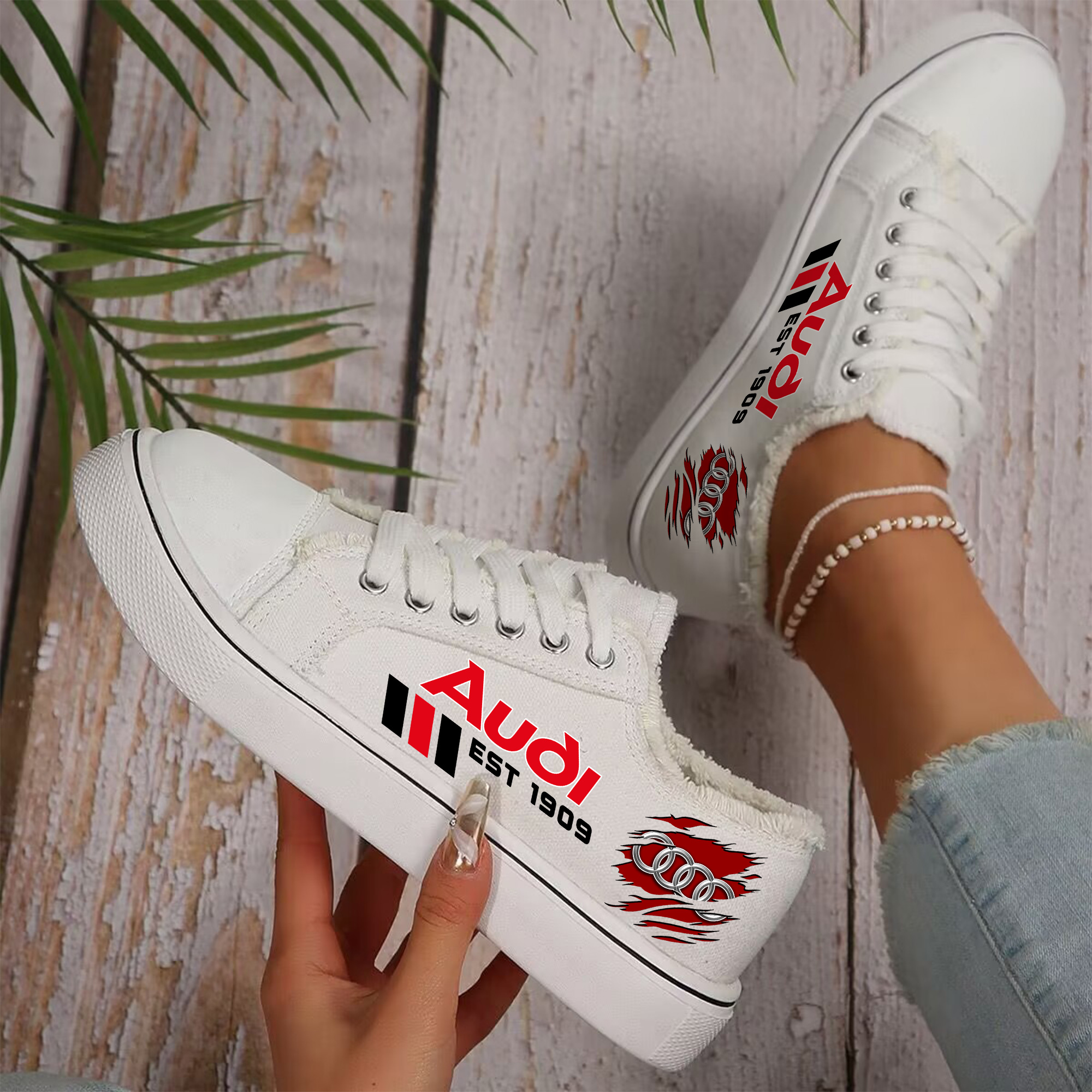 Audi Damen-Canvas-Sneaker mit Schnürung