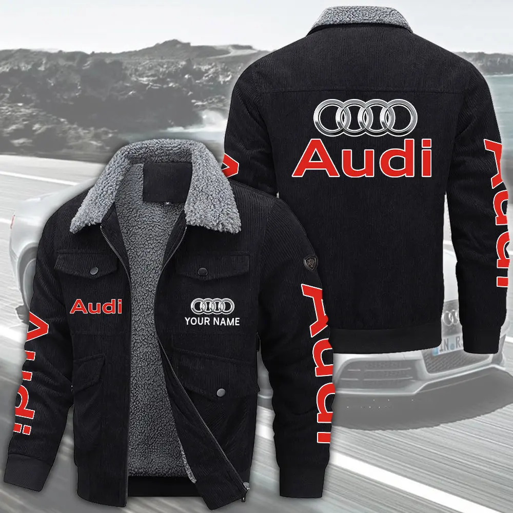 Audi Fleecejacke mit Knöpfen und Brusttaschen