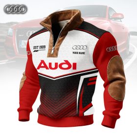 Audi Herren-Rippenpullover mit Viertelreißverschluss