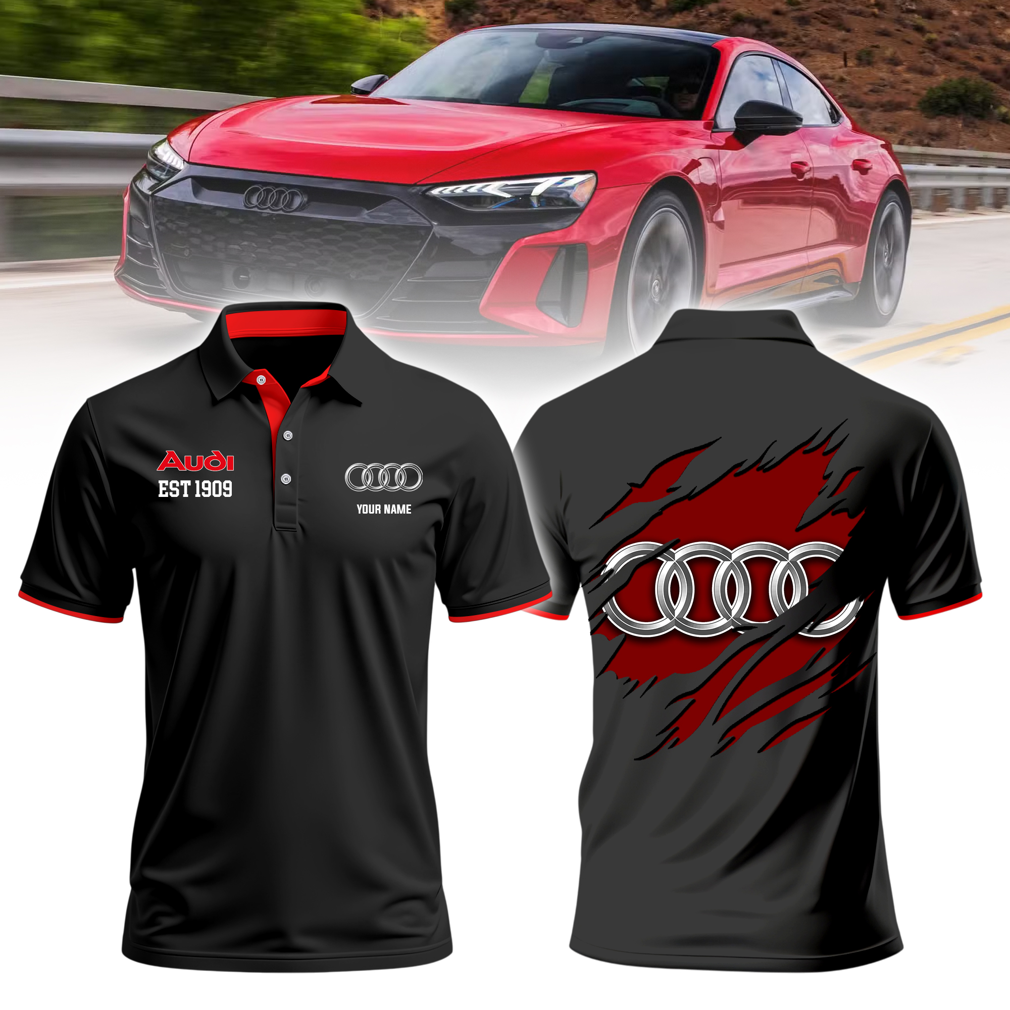Audi klassisches Herren-Poloshirt aus Baumwolle
