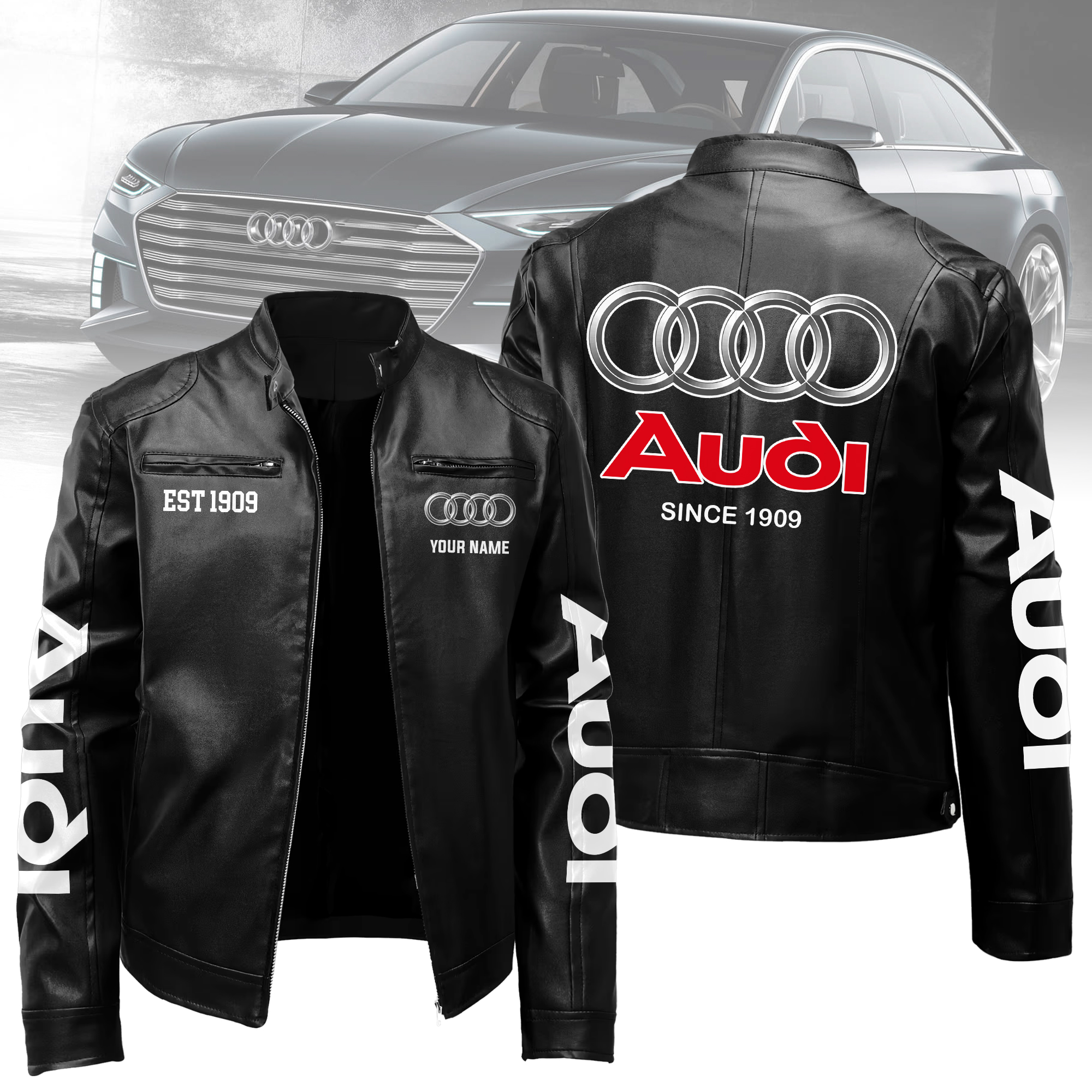 Audi Kunstlederjacke im Motorradstil
