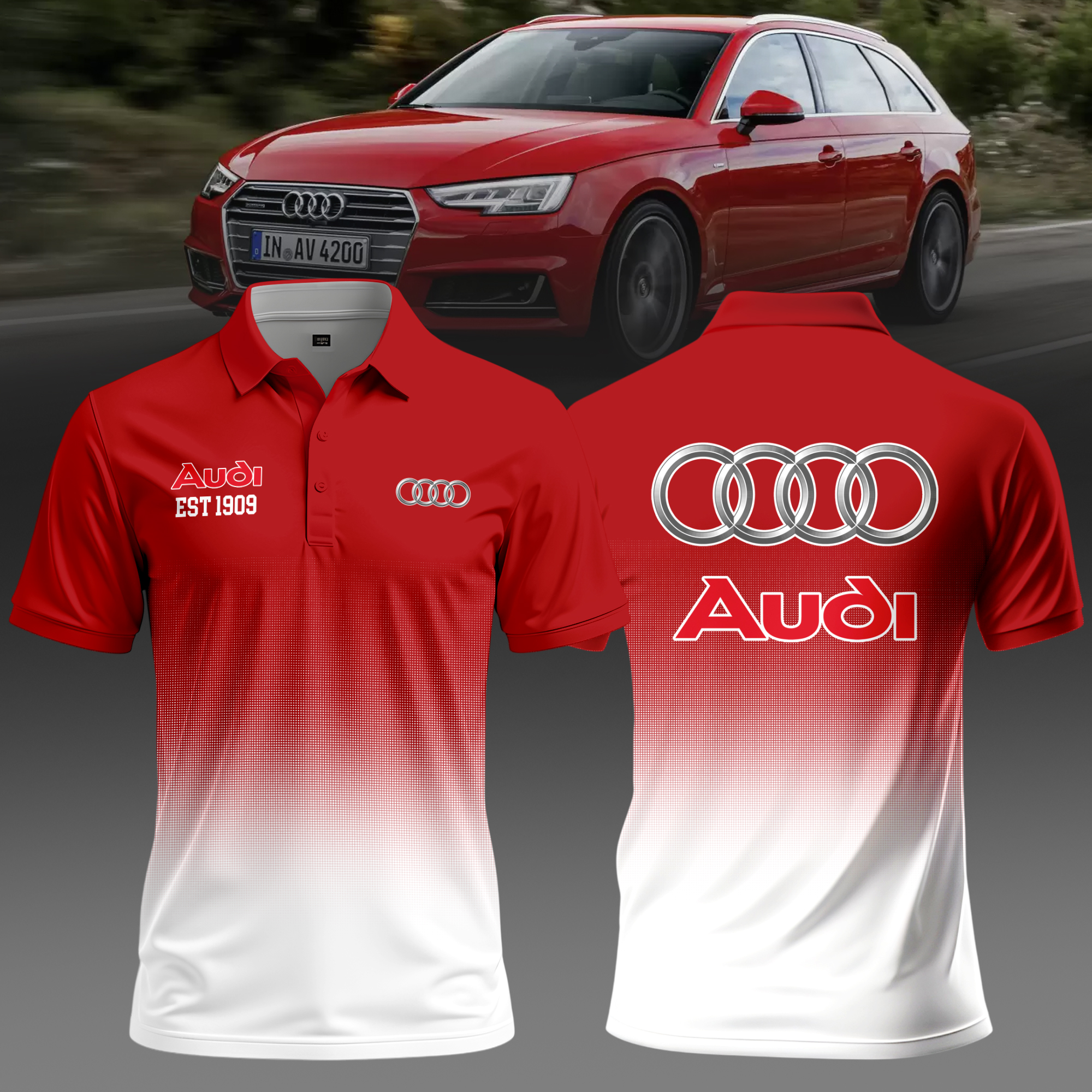 Audi Poloshirt mit 360°-Sublimationsdruck