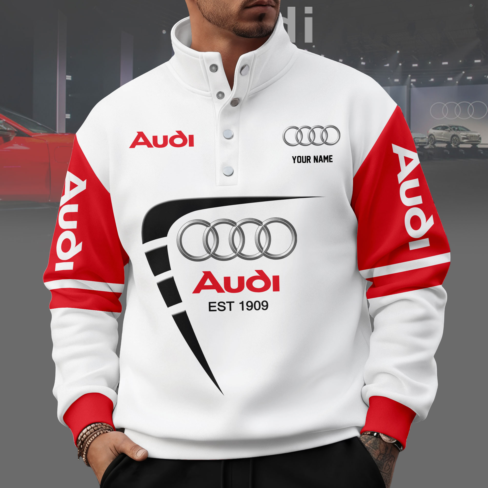 Audi Unisex-Pullover im Westernstil mit Schnallen