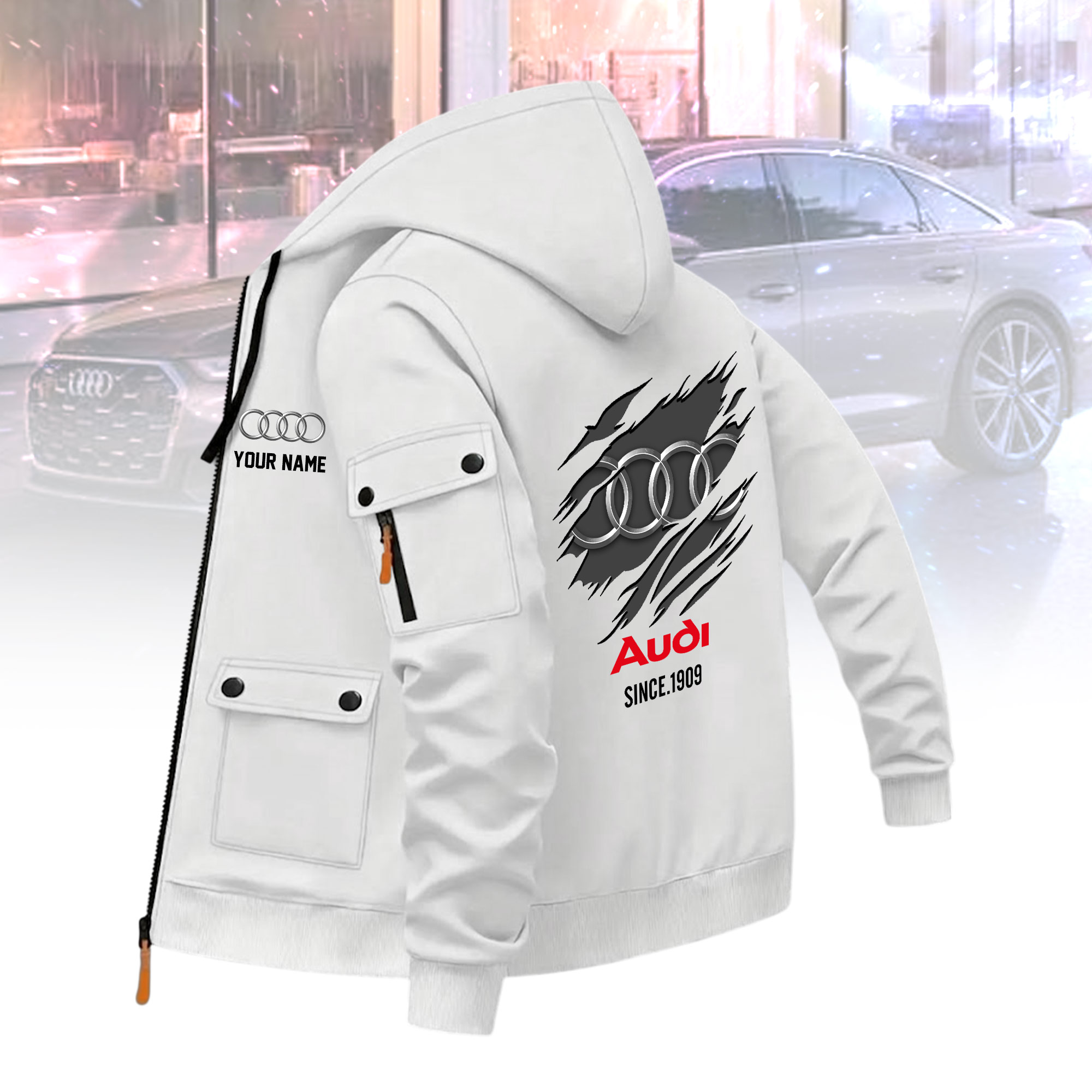 Audi warmer Hoodie mit halbem Reißverschluss – Modell 2