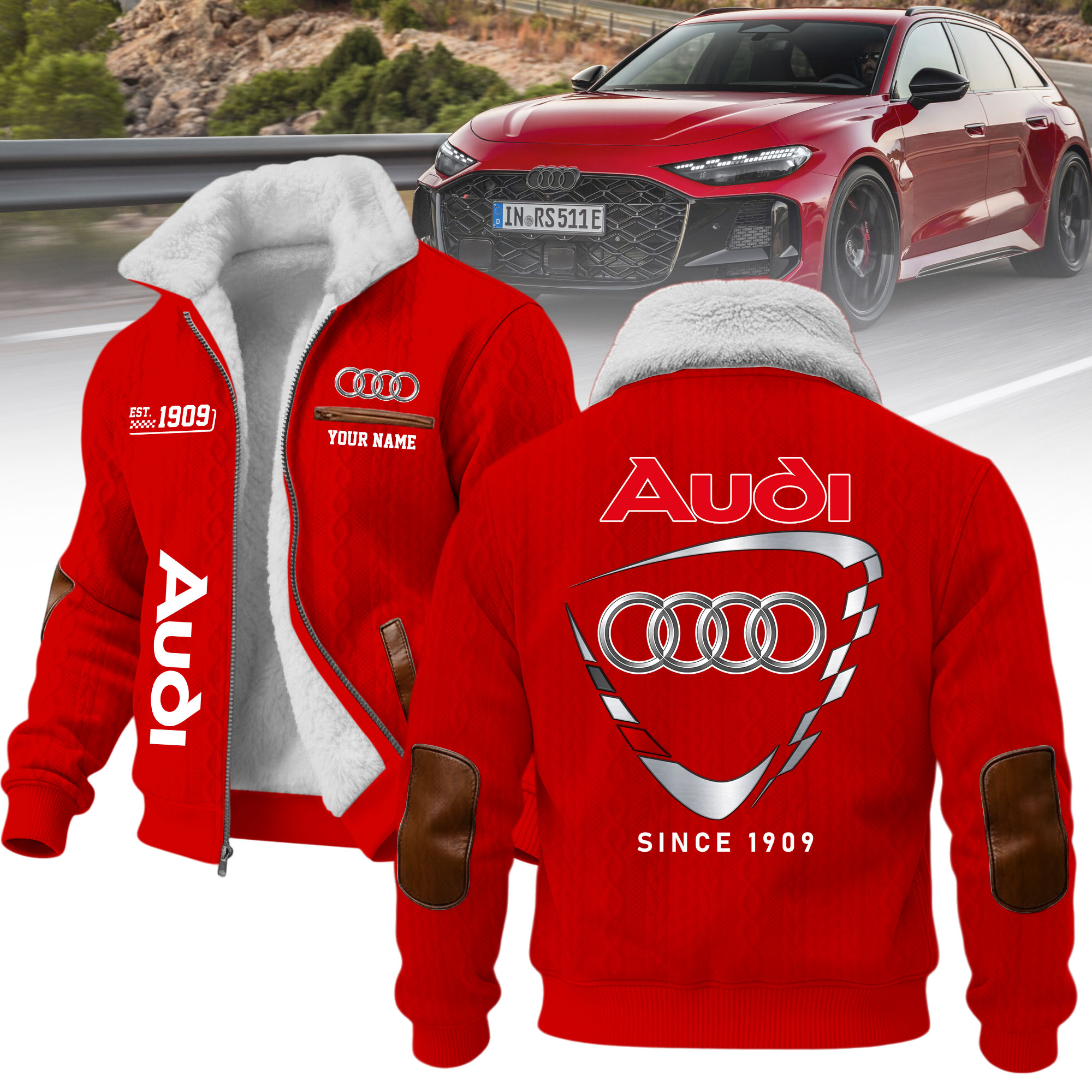 Audi Winter-Fleecejacke mit Reißverschluss