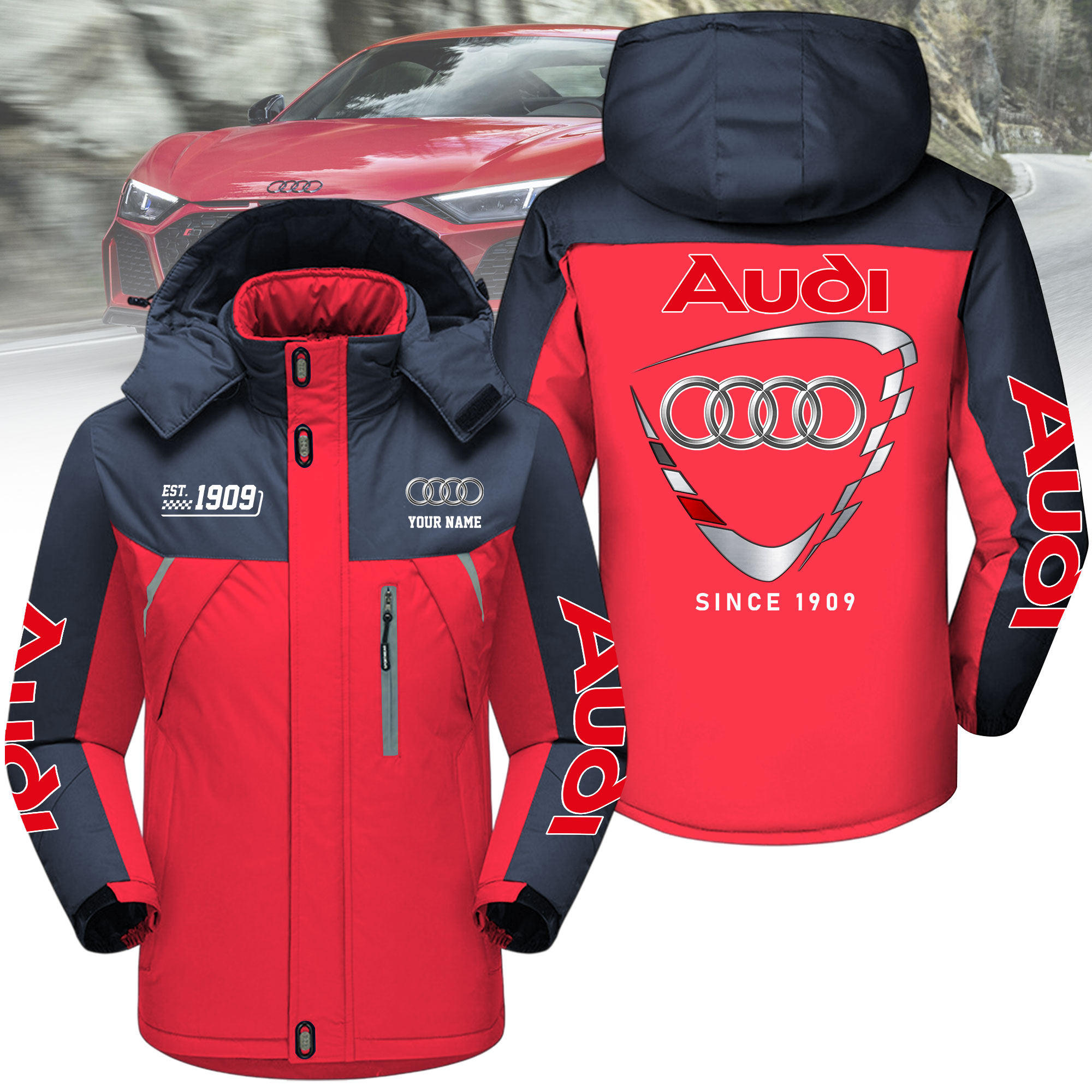 Audi Winterjacke mit Reißverschluss